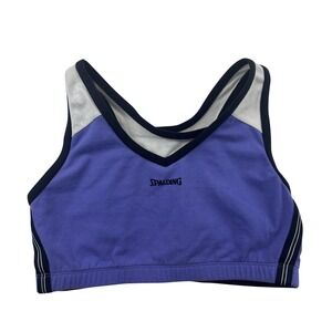 Spalding Sports Bra Womens Large Purple Black Athletic‎ Activewear Crop Top USA